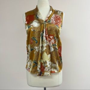 Tahari Floral Print Sleeveless Blouse in Graphic Peony